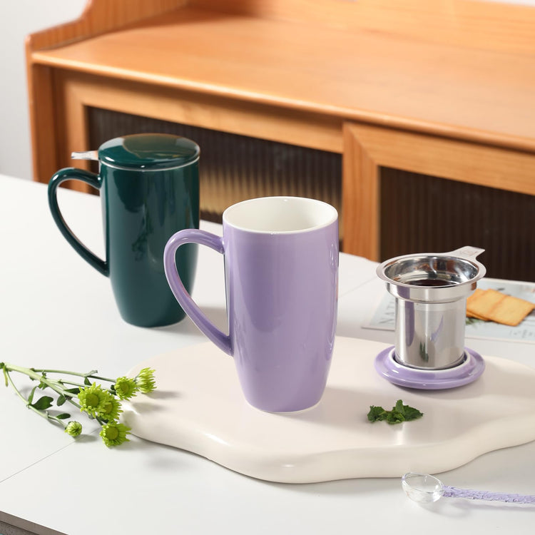 Sweejar Porcelain Tea Infuser Mug with Lid