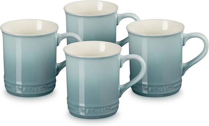 Le Creuset Stoneware Set of 4 Mugs, 14 oz. each, Sea Salt