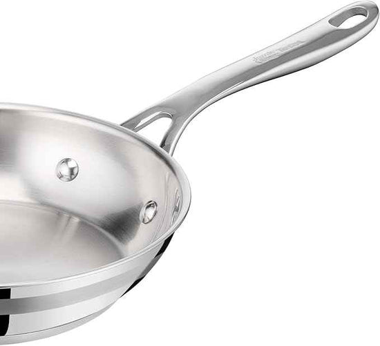 Jamie Oliver by T-fal Cook Smart 10-Piece Cookware Set, Uncoated Stainless Steel, Robust, Fast Heating, Even Cooking, Riveted Handle, Induction safe, Oven and dishwasher safe