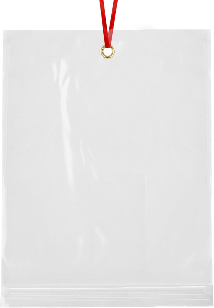 GPI - 10" x 13" Reclosable Zip Bags with Bottom Hang-hole & Pre-inserted 12" Twist-tie. 4 Mil Heavy-duty Resealable Zipper Baggy with Grommet/Metal Eyelet for Hanging (Insert Size 10x11.5) 1000 Pack