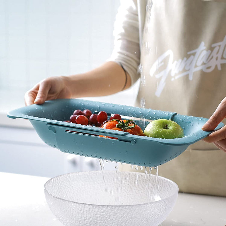 Collapsible Sink Colanders and Strainers Basket Over the Sink Colander Collapsible Colander Extendable Plastic Fruit Vegetable Strainer Drainer Basket for Kitchen
