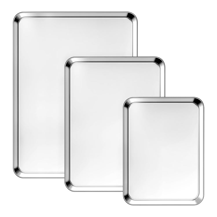 3 Pack Heavy Duty Stainless Steel Baking Sheet Set (3 Count)