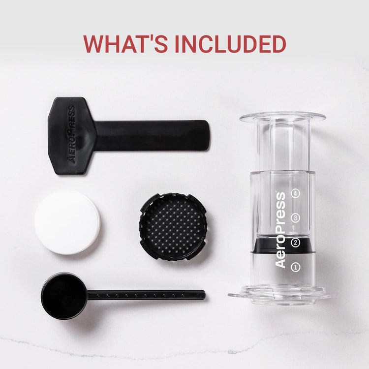 AeroPress Clear Coffee Press – 3 In 1 Brew Method Combines French Press, Pourover, Espresso, Full Bodied Coffee Without Grit or Bitterness, Small Portable Coffee Maker for Camping & Travel, Clear
