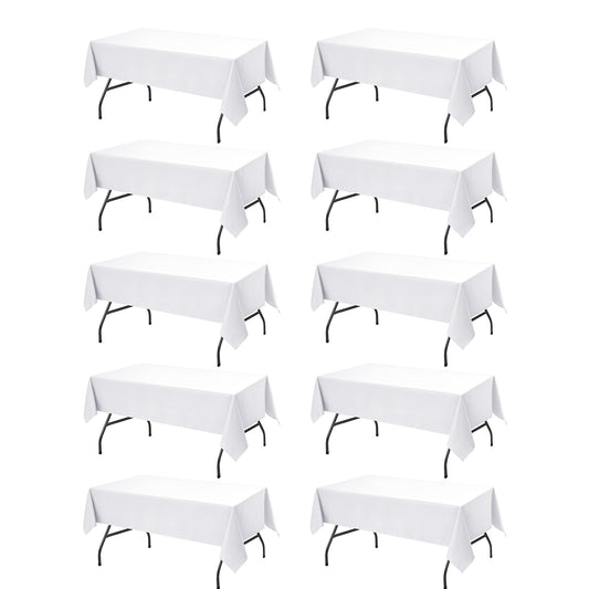 10 Pack White Tablecloths for Rectangle Tables
