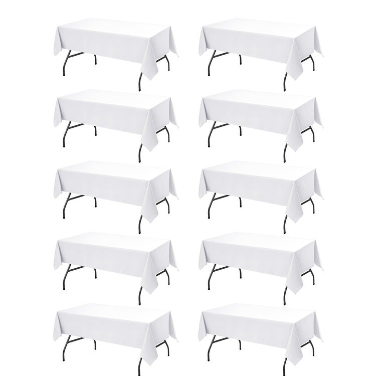10 Pack White Tablecloths for Rectangle Tables