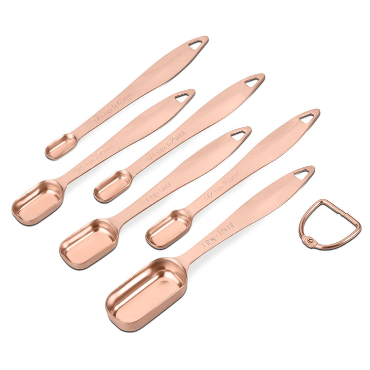 6-Piece 18/8 Stainless Steel Measuring Spoons Set, Rose Gold