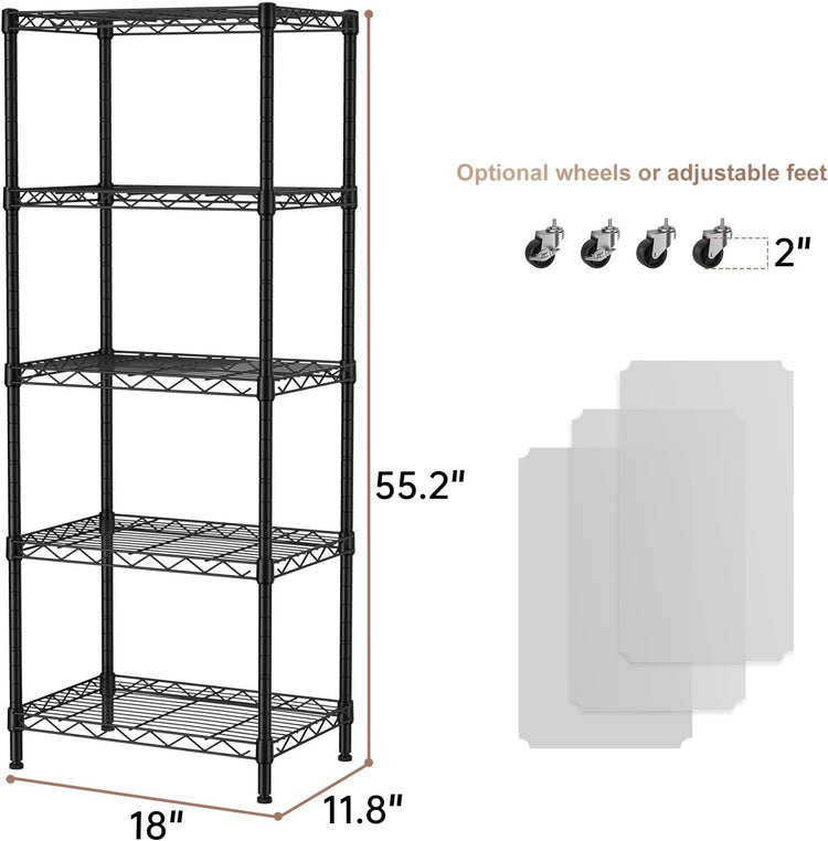 SINGAYE 5 Small Wire Shelves Kitchen Pantry Close Home Organizers and Storage Bathroom Shelf Laundry Room Organization Adjustable Book Metal Garage Shelving Unit