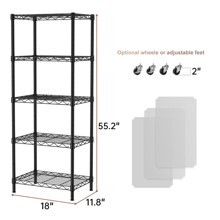 Small Wire 5 Adjustable Shelves Pantry Metal Shelf Floor Organizer