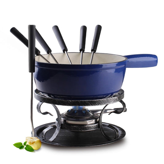 10 Piece Cast Iron Cheese Fondue Pot Set
