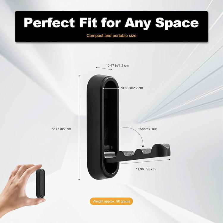 Heavy Duty Black Folding Wall Hooks 2 Pack, Space Saving Foldable Coat Hooks for Bathroom, Closet, Entryway, Kitchen, Towel, Robe, Bag, Hat Hanging, Easy Mount, Zinc Alloy, Corrosion - Resistant
