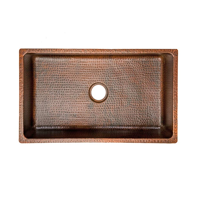 KSDB30199 30 Inch Hammered Copper Kitchen Single Basin Sink