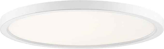 Quoizel Outskirts Round Flush Mount Ceiling Light, 20 Inch White Lustre, Dimmable Integrated LED 2870 Lumens, 27 W, Close to Ceiling Light Fixtures for Hallway, Kitchen, Bedroom or Bathroom