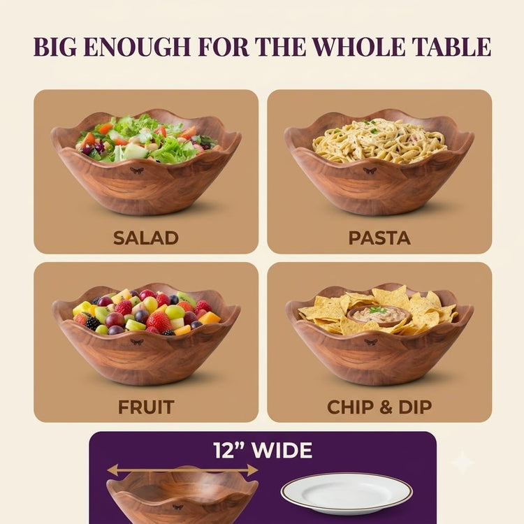 Wooden Salad Bowl Set (3 Count)