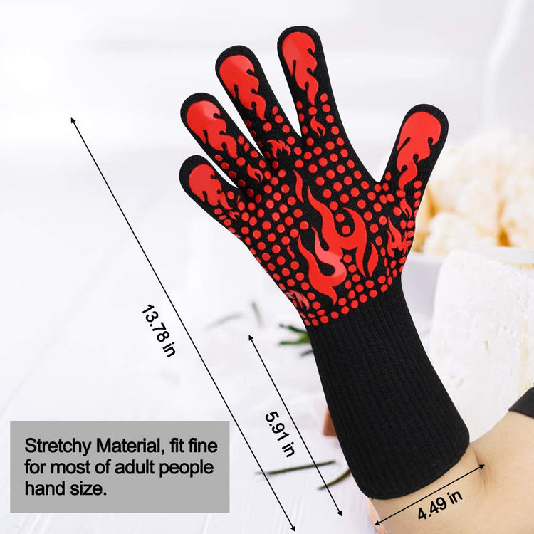 BBQ Gloves 1472 Degree F Heat Resistant Grilling Gloves Silicone Non (2 Count)