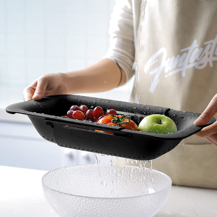 Collapsible Sink Colanders and Strainers Basket Extendable Plastic Fruit Vegetable Strainer Drainer Basket for Kitchen