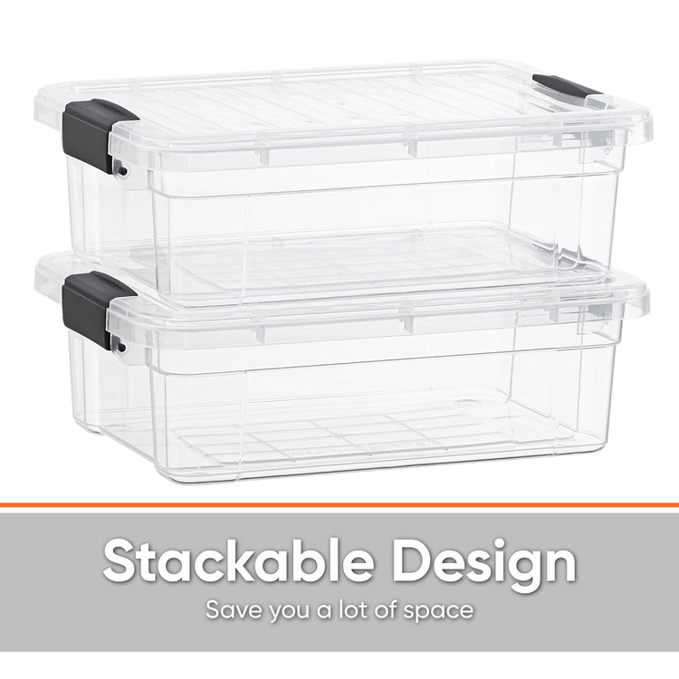 4.5 Quart Clear Plastic Storage Containers with Lids (4 Count)