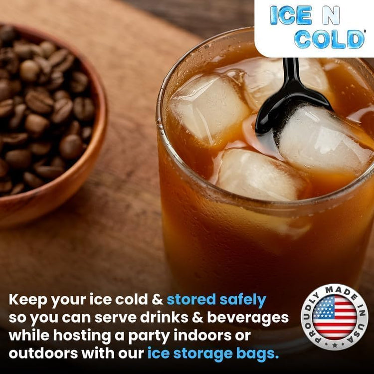 Ice Bags with Drawstring Closure | 10lb, 100ct/cs | 41 mic Thickness | Portable Storage and Freezer Keeper