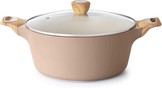 SENSARTE Ceramic Nonstick Stock Pot with Lid, 2.6/4.5/6.6 QT Soup Pot Casserole Pot, Non-toxic Healthy Pasta Pot, Large Cooking Pot Stew Pot, Induction Compatible, PFOA PFAS PTFE Free, Taupe - Nestoria