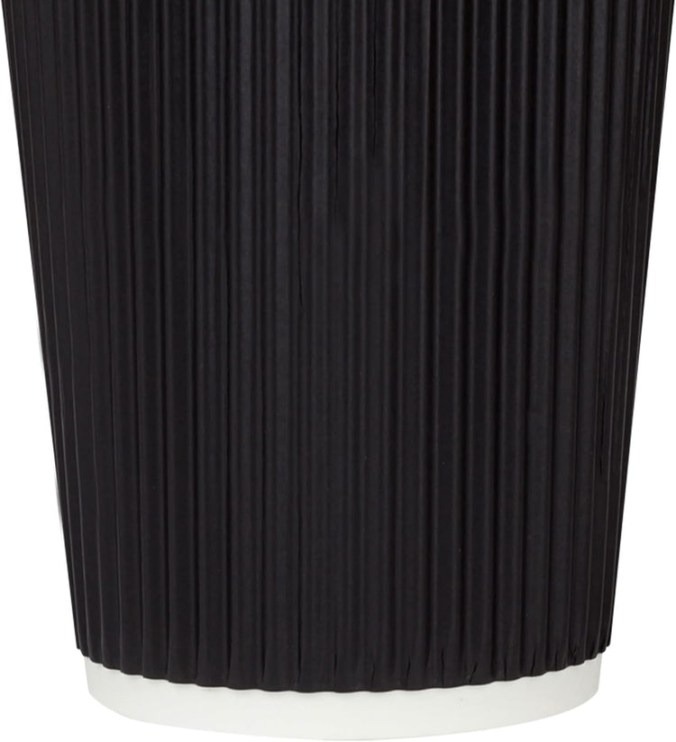 Karat 16oz Ripple Insulated Coffee Hot Cups [500 Count] Black Double Poly Lined Paper Hot Cup - Ideal for Hot Beverages, 90mm (C-KRC516B)