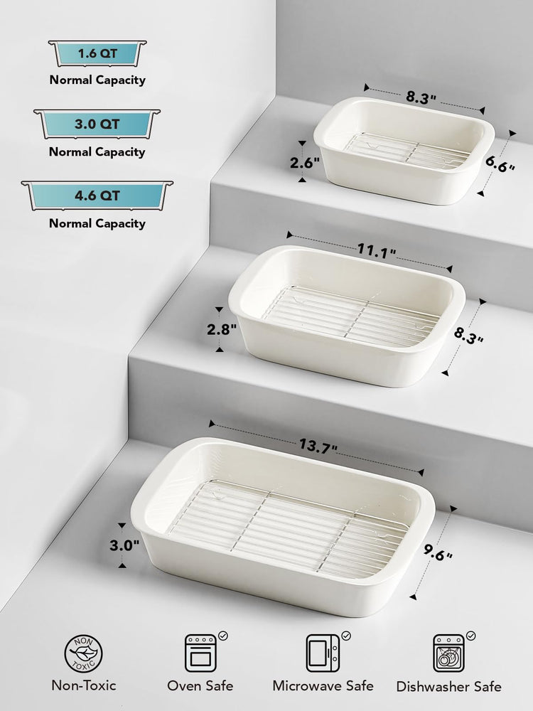 Ceramic Casserole Dishes for Oven with 304 Racks (3 Count)