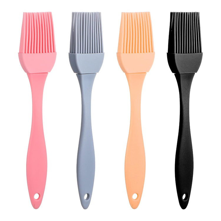 4 Pcs Silicone Basting Pastry Brush Heat Resistant Oil Brush for Cooking Kitchen Food Baking Butter Baster BBQ Grill Dishwasher Safe Multicolor for Sauce Marinade Meat Glazing (4 Count)