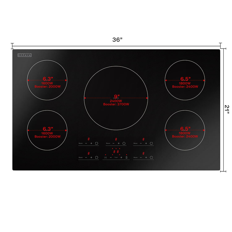 Ease 36“ Induction Cooktop 5 Burner (5 Zones)