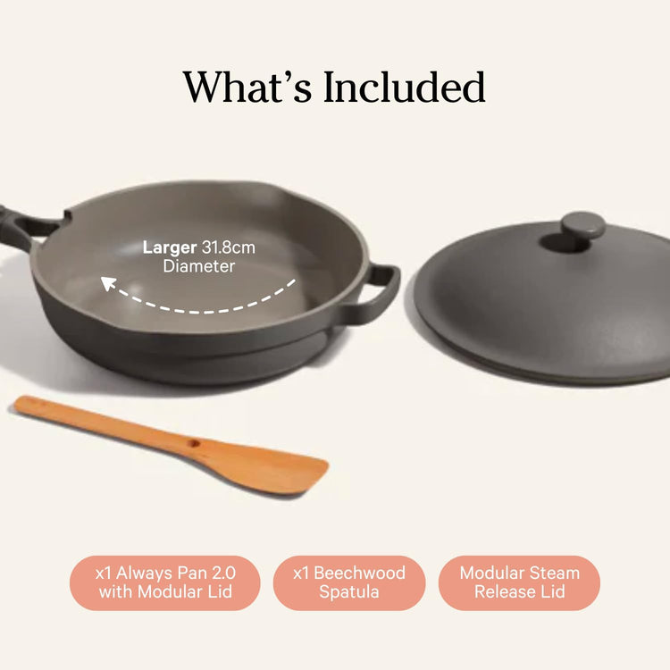 Our Place Large Always Pan 2.0-12.5” (4 Qt) Nonstick, Toxin-Free Ceramic Cookware | Patented 10-in-1 Aluminum Frying & Sauté Pan | Safe for Oven, Induction & All Cooktops up to 450°F | Char - Nestoria