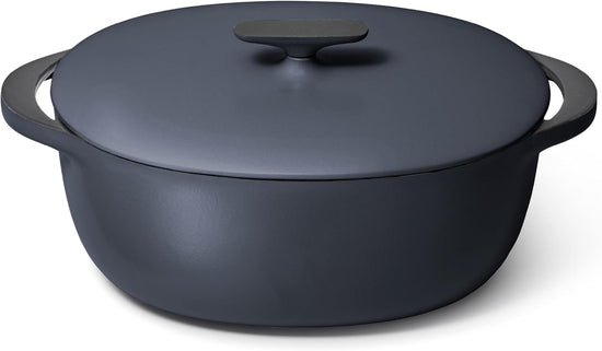 Caraway Enameled Cast Iron Dutch Oven - 8qt Dutch Oven With Lid - 3 Layer Enamel Coating - No Seasoning Required - Compatible With All Stovetops - Oven Safe - No Forever Chemicals - Midnight Blue - Nestoria