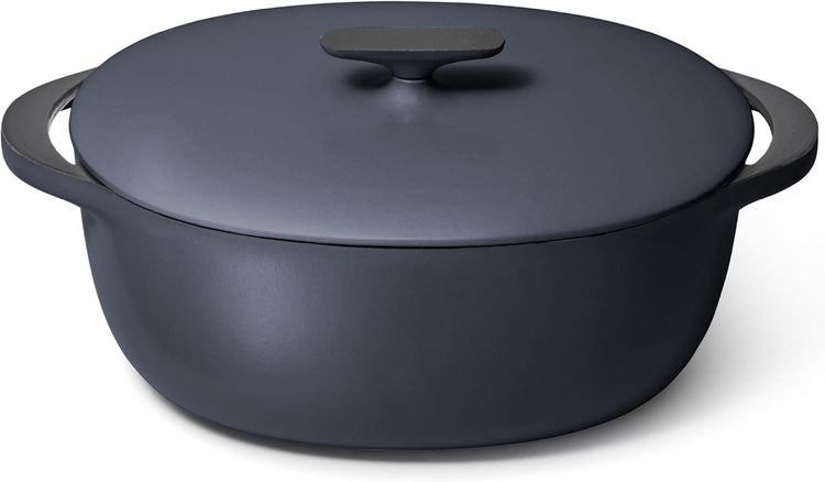 Caraway Enameled Cast Iron Dutch Oven - 8qt Dutch Oven With Lid - 3 Layer Enamel Coating - No Seasoning Required - Compatible With All Stovetops - Oven Safe - No Forever Chemicals - Midnight Blue - Nestoria
