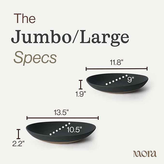 MORA Jumbo and Large Serving Dishes Set of 2, 13 inch and 12 inch Ceramic Pottery Oval Platters - Microwave, Oven and Dishwasher Safe - Liquorice