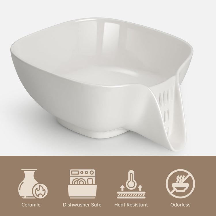 Multifunctional Ceramic Food Strainer with Integrated Drain Spout