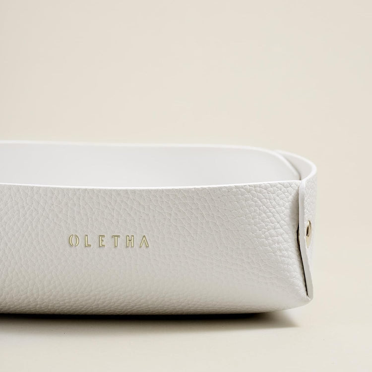 OLETHA Napkin Holder for Luncheon Napkins - Aesthetic Desk Decor for Kitchen & Dining Table - White
