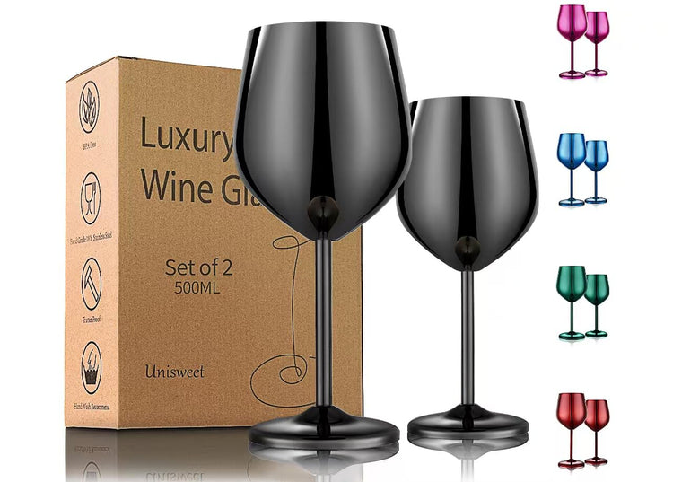 Unbreakable Stainless Steel Wine Glasses Set of 2 (2 Count)