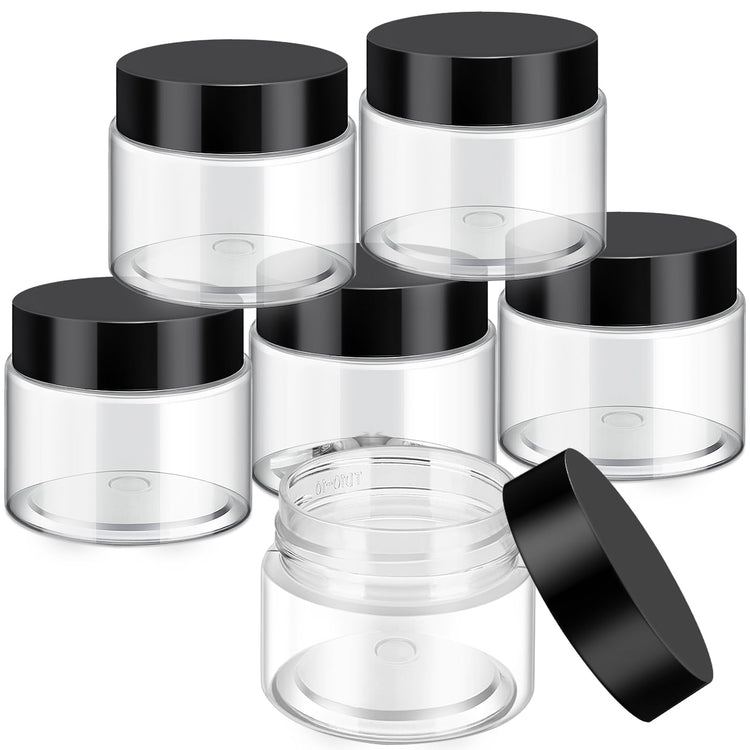 6 Pack 3 oz Plastic Jars Containers with Lids Wide (6 Count)