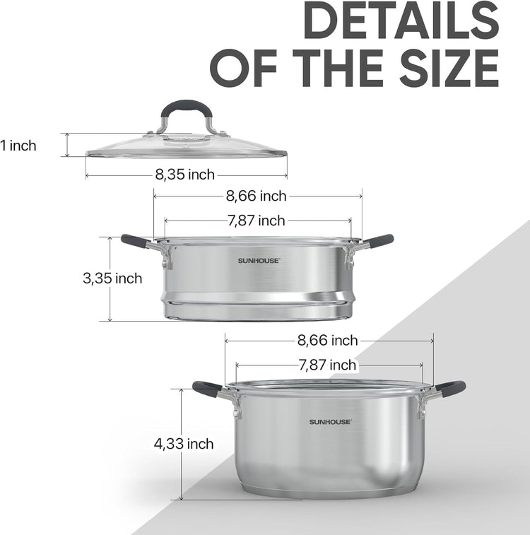 2 Tier Stainless Steel Steamer Pots