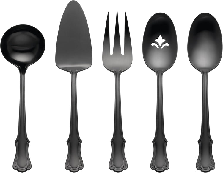 Oneida 897921 James Street Satin Black 5 Piece Hostess Set