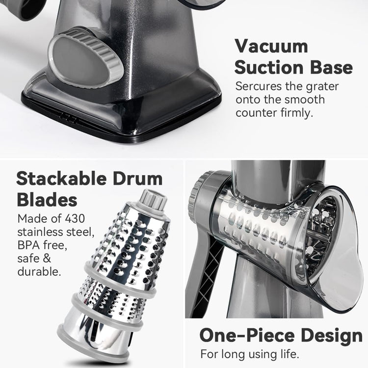 Cheese Grater Hand Crank Rotary Vegetables Shredder with Handle