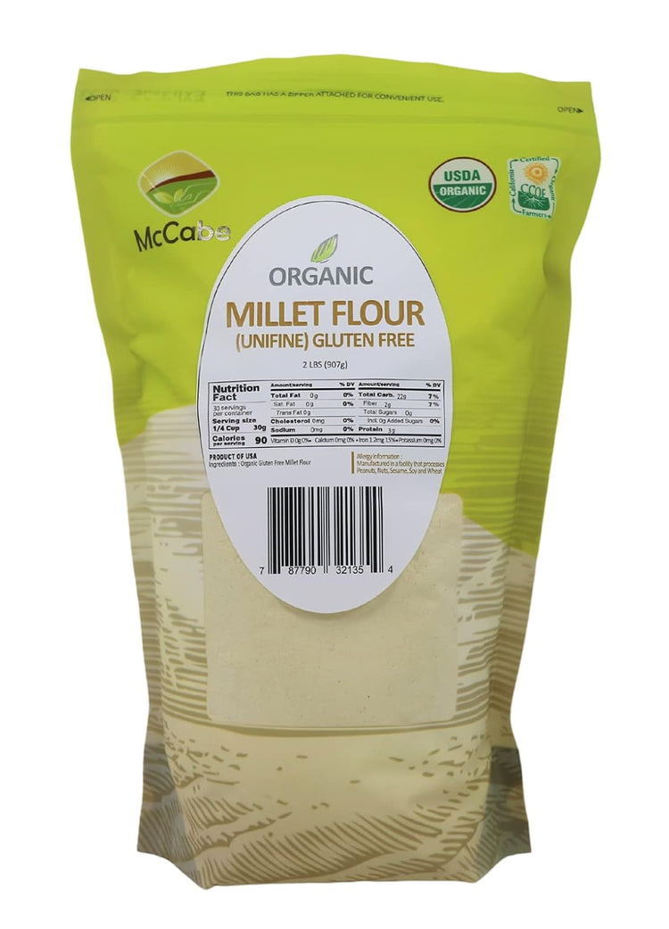 McCabe Organic Millet Flour - Millet Flour Organic | Rich with Fiber & Minerals | USDA and CCOF Certified | Product of USA | 2Lbs Pack of 2 - Nestoria