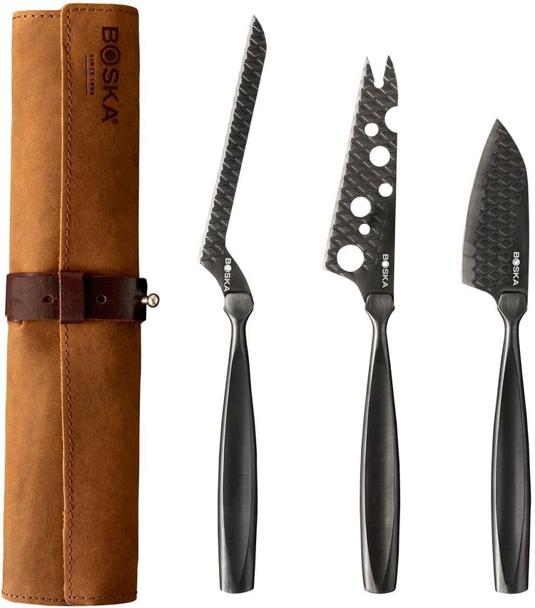 BOSKA Monaco+ Cheese Knife Set, Full-Size, Black