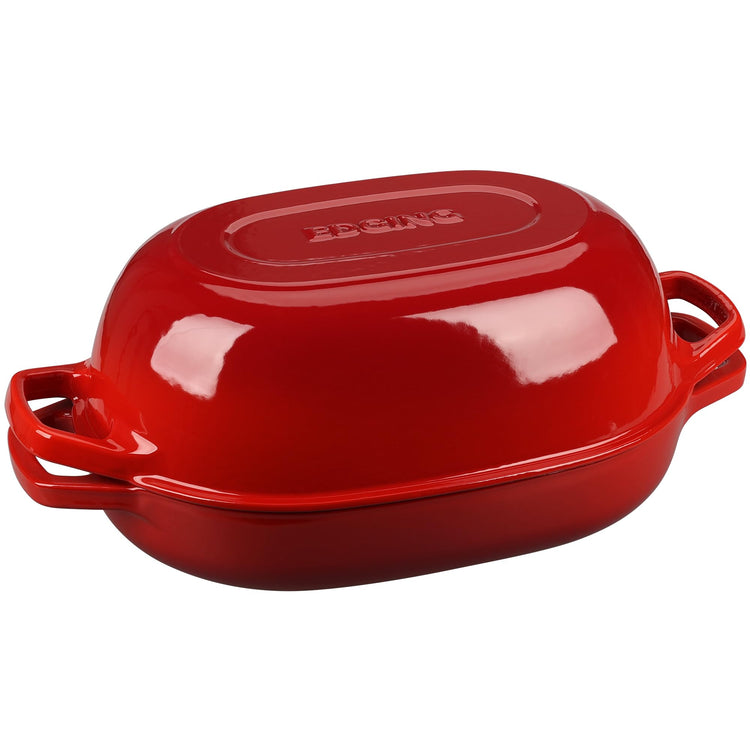 Enameled Cast Iron Oval Dutch Oven Pot with Lid