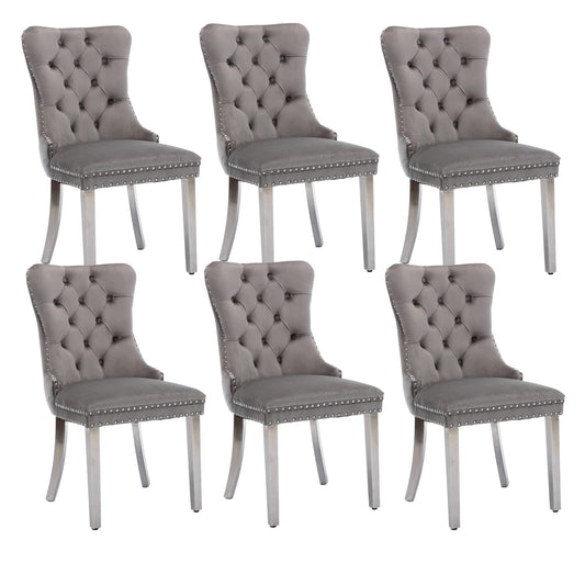 Grey Velvet Dining Chairs Set of 6 (6 Count)