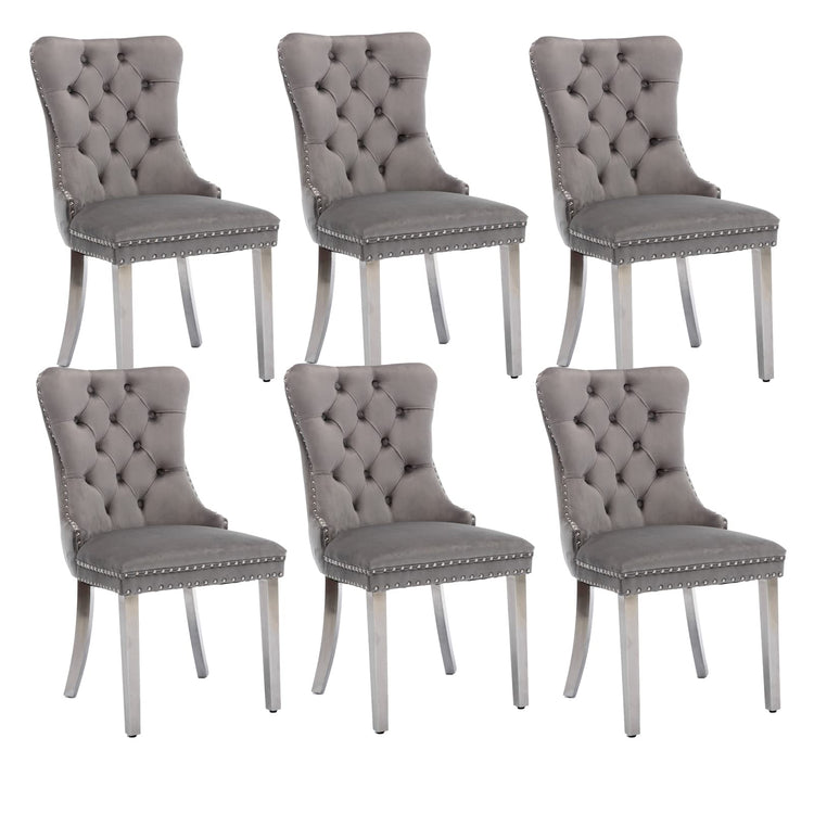 Grey Velvet Dining Chairs Set of 6 (6 Count)