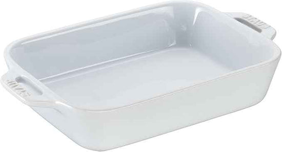 STAUB Ceramic 4-pc Baking Pans Set, Casserole Dish with Lid, Brownie Pan, White