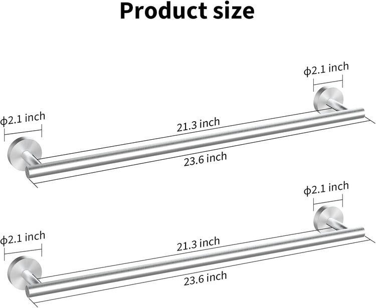 Cilee 2 Pieces Brushed Nickel Bathroom Towel Bar, 24 Inch Double Towel Racks,Bathroom Towel Holder Towel Hanger for Bathroom Stainless Steel Wall Mount