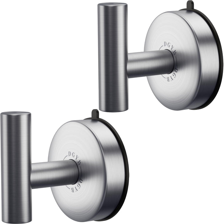 Large Suction Cup Hooks Brushed Nickel Stainless Steel Suction Shower Hooks for Loofah Set of 2 Towel Hook 11 Lb No Drill Hook for Bathroom (2 Count)