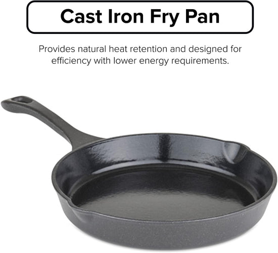 Viking Cast Iron Skillet, 10 Inch Enameled Frying Pan, Kitchen Cookware, Charcoal - Nestoria