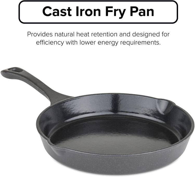 Viking Cast Iron Skillet, 10 Inch Enameled Frying Pan, Kitchen Cookware, Charcoal - Nestoria