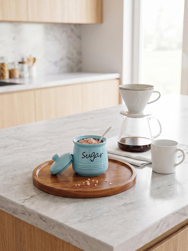 12oz Ceramic Sugar Bowl with Lid and Spoon