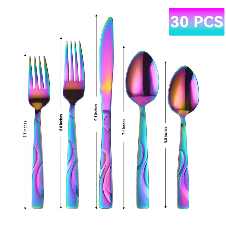 30 Piece Rainbow Silverware Set for 6 (30 Count)