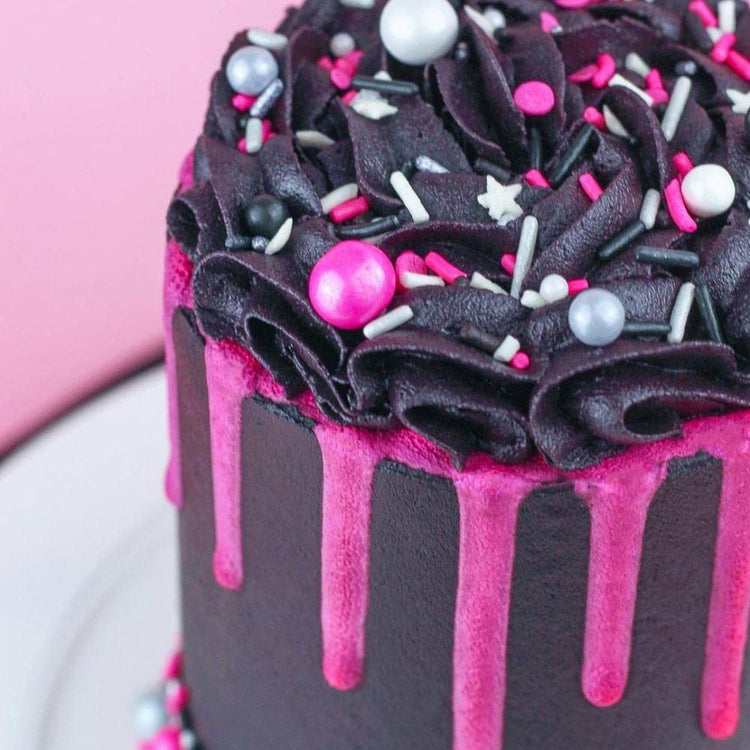 Black Pink Sprinkles for Cake Decorating (4 Ounce)